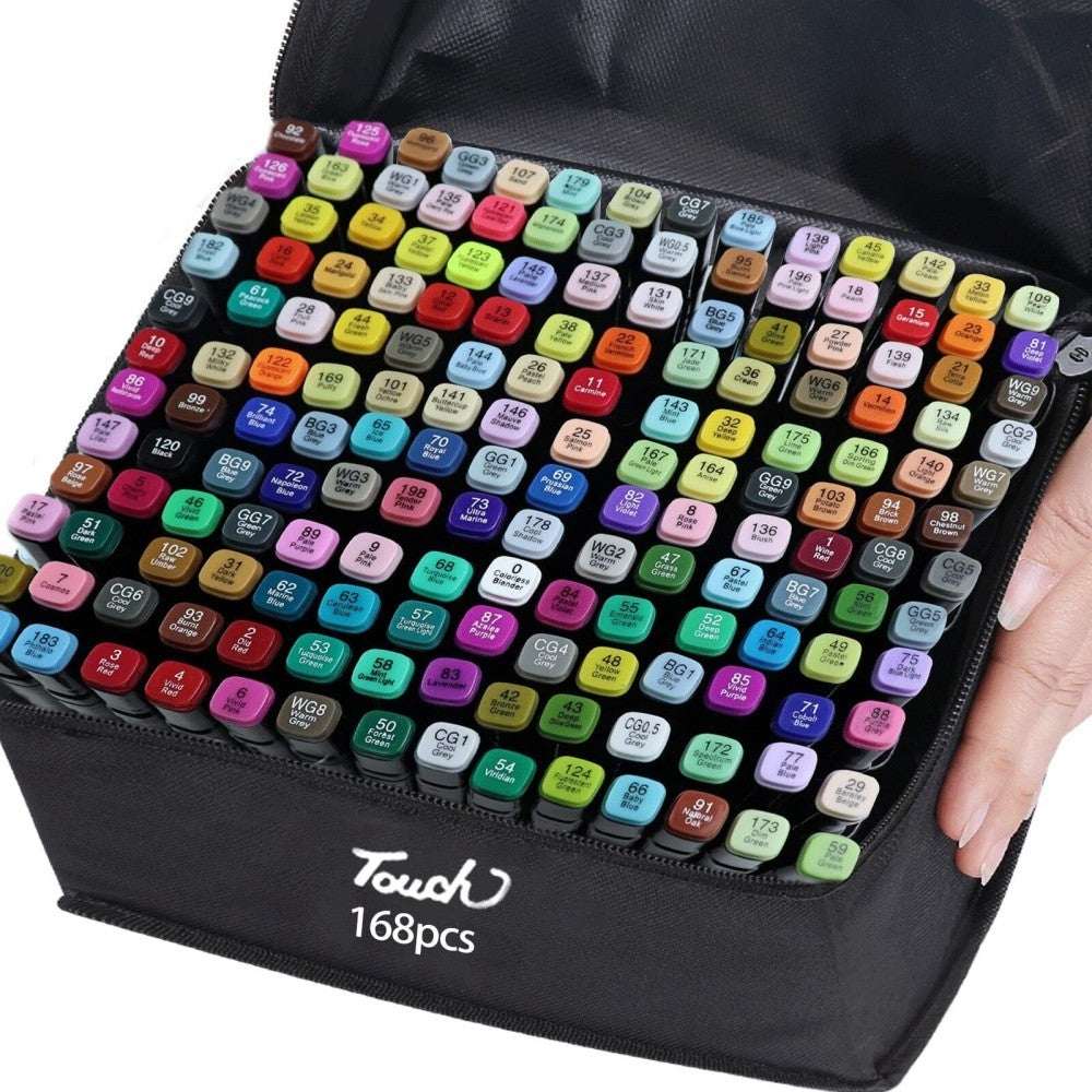 168 Colors Dual Tip Art Markers Color Pens Drawing Watercolour Set