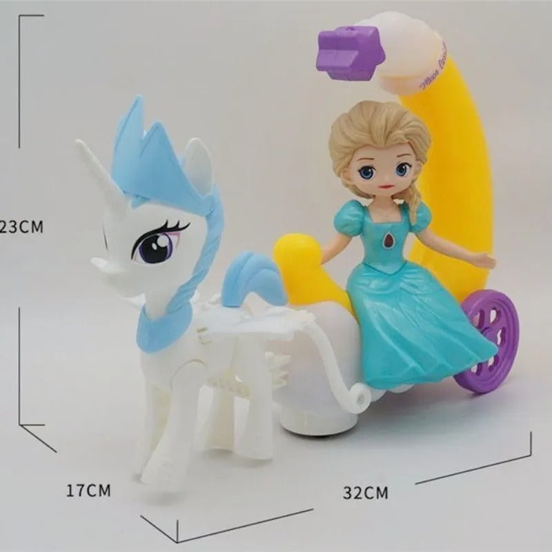 Light Up Princess & Unicorn Moon Carriage Toy with Sounds & Magical Movement