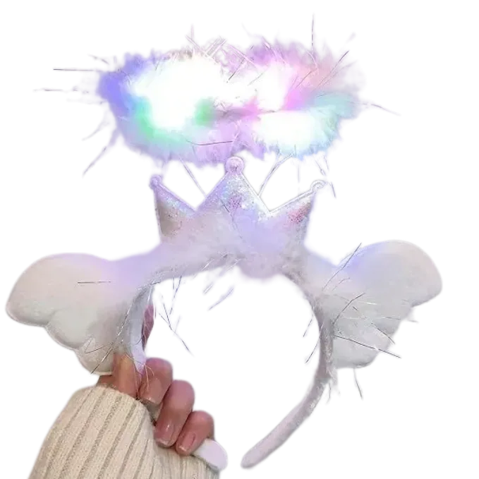 (X12) Light Up Angel Crown Headband Assorted Colours