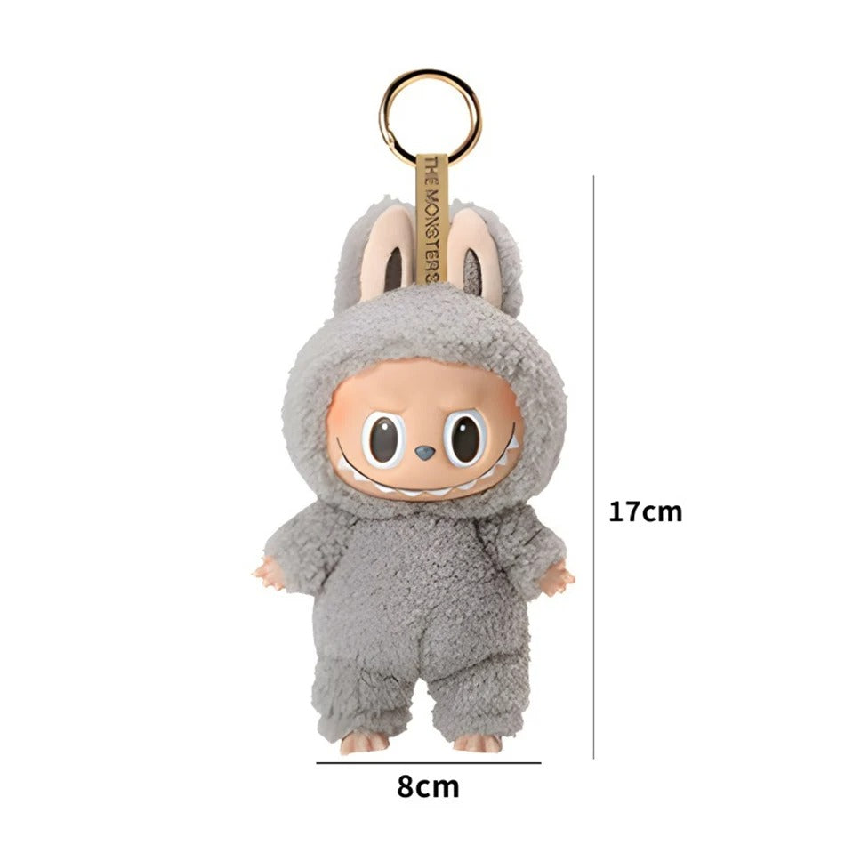 Labubu THE MONSTERS Grey HeHe PopMart Style Keyring Keychain Stuffed Plush Toy Doll 17cm VIRAL