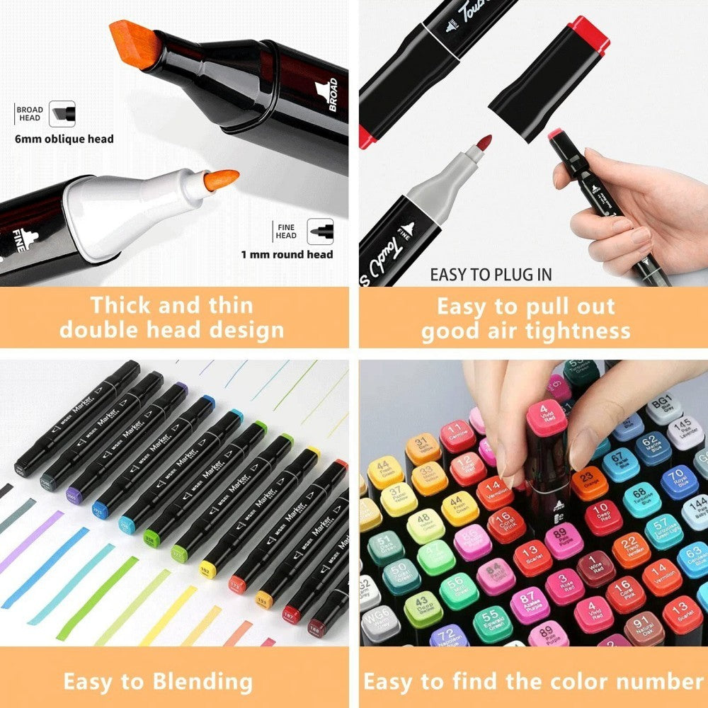 168 Colors Dual Tip Art Markers Color Pens Drawing Watercolour Set