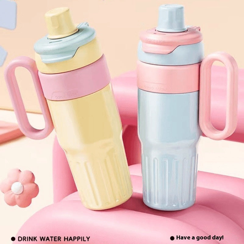 780ml Gradient Double Drink Thermal Cup Stainless Steel With Lid Coffee Cup Thermos Large Capacity Straw Cup