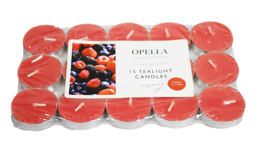 Opella Beautifully Berries Scented 15 Pack Tealight Candles - 3.5 Hour Burn Time