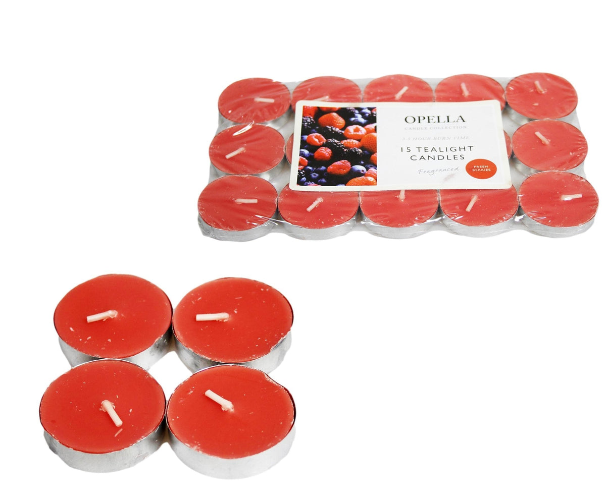 Opella Beautifully Berries Scented 15 Pack Tealight Candles - 3.5 Hour Burn Time