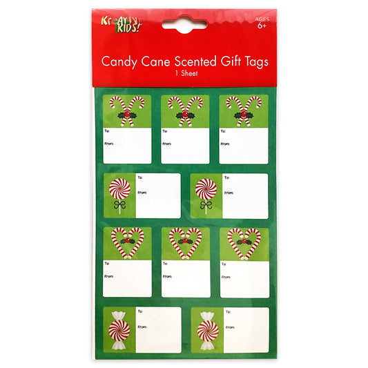 Xmas Candy Cane Scented Gift Tags