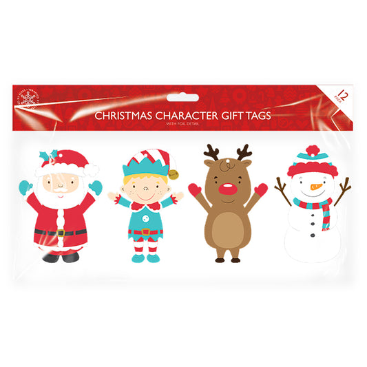 Xmas Die Cut Character Tags x 12