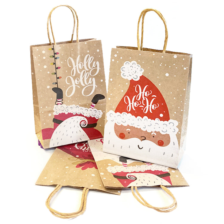 Deluxe Kraft Xmas Party Bags x 4