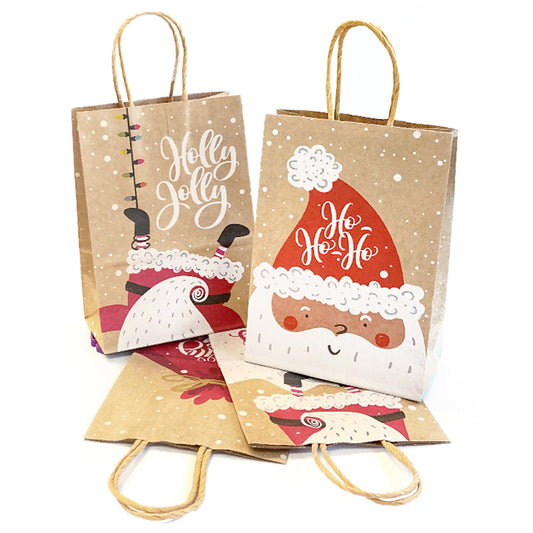 Deluxe Kraft Xmas Party Bags x 4