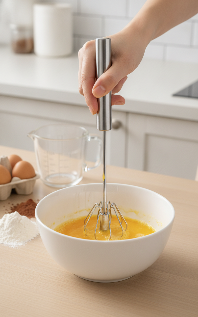 Metal Hand Press Egg Whisk Beater
