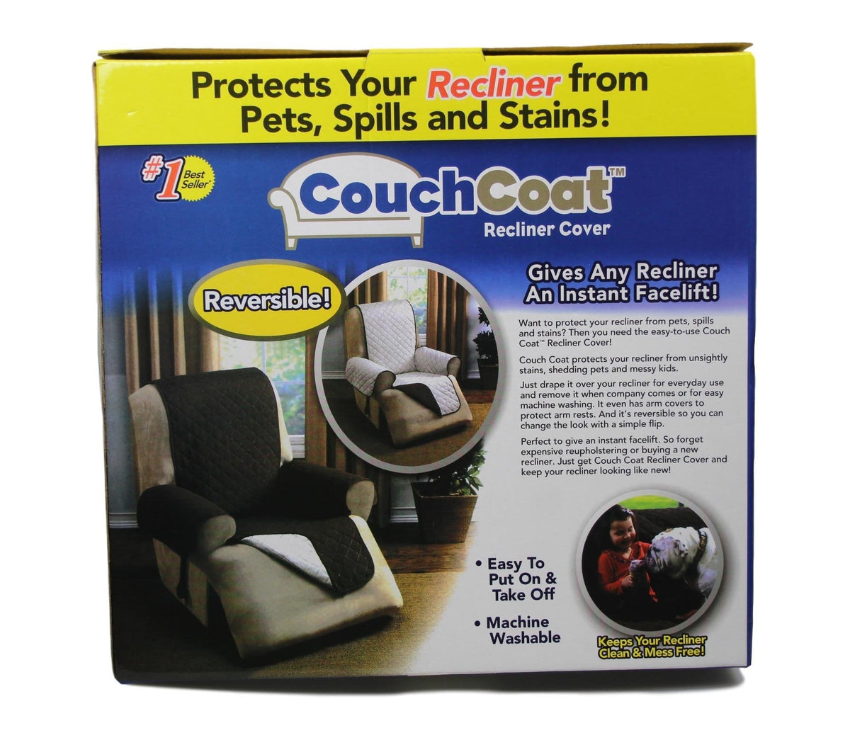 Coach Coat Reversible Recliner Cover Protect Your Recliner 23'' x 21'' x 49''