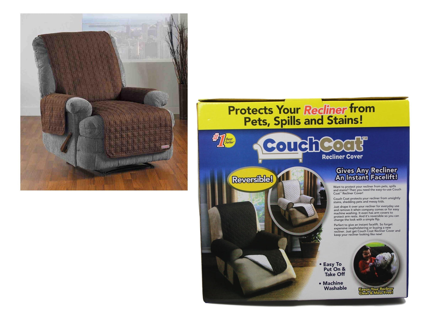 Coach Coat Reversible Recliner Cover Protect Your Recliner 23'' x 21'' x 49''  5306