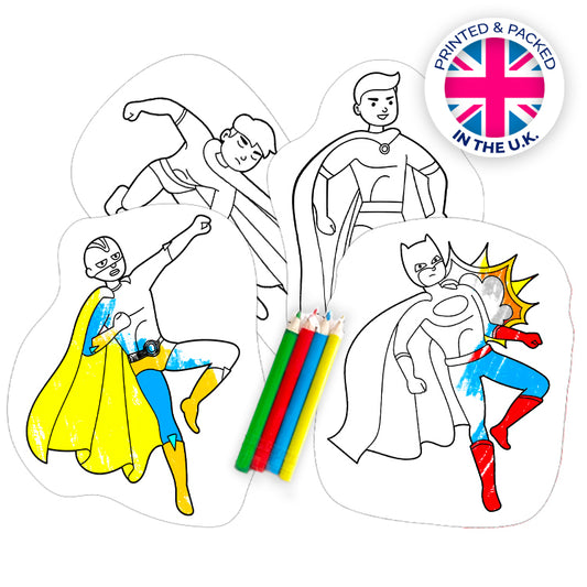 Super Hero 10 Colour In Shapes Set