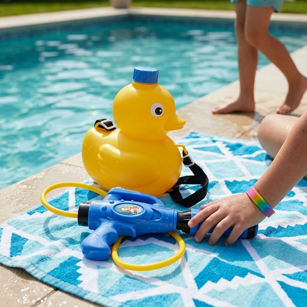 Children'S Duck-Shaped Yellow Water Gun With Pump Pipe –