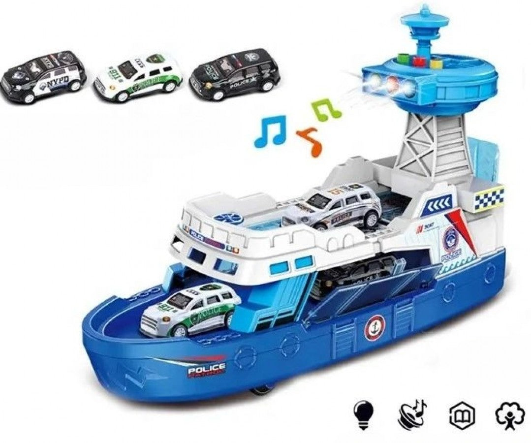 Blue Coast Guard Boat With Lights &Amp; Sound