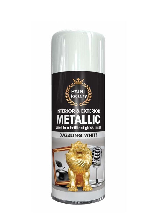 Paint Factory Metallic Interior & Exterior Spray Paint Dazzling White 200ml 9818