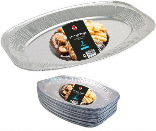 17" Disposable Aluminium Foil Flat Tray Pack Of 2