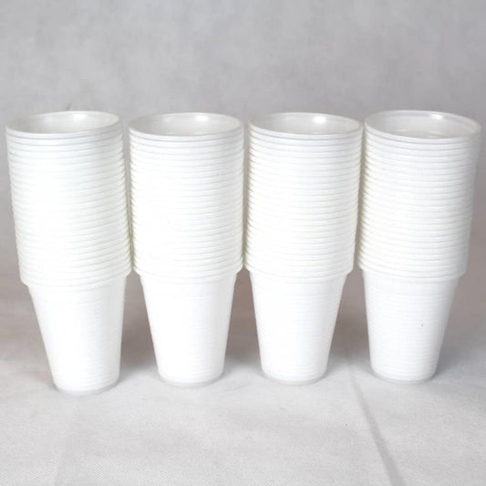White Plastic Party Soft Drink Cups White Disposable Party Bbq Cups 100 Pack