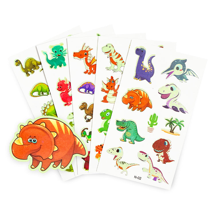 Dinosaur Mini Glow In The Dark Tattoo Sheets x 5