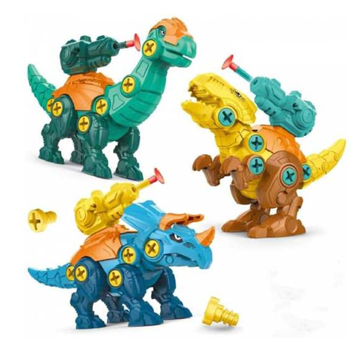 Dinosaur Building Set 3 Dinosaurs In A Bucket With Electric Drill & Screwdriver