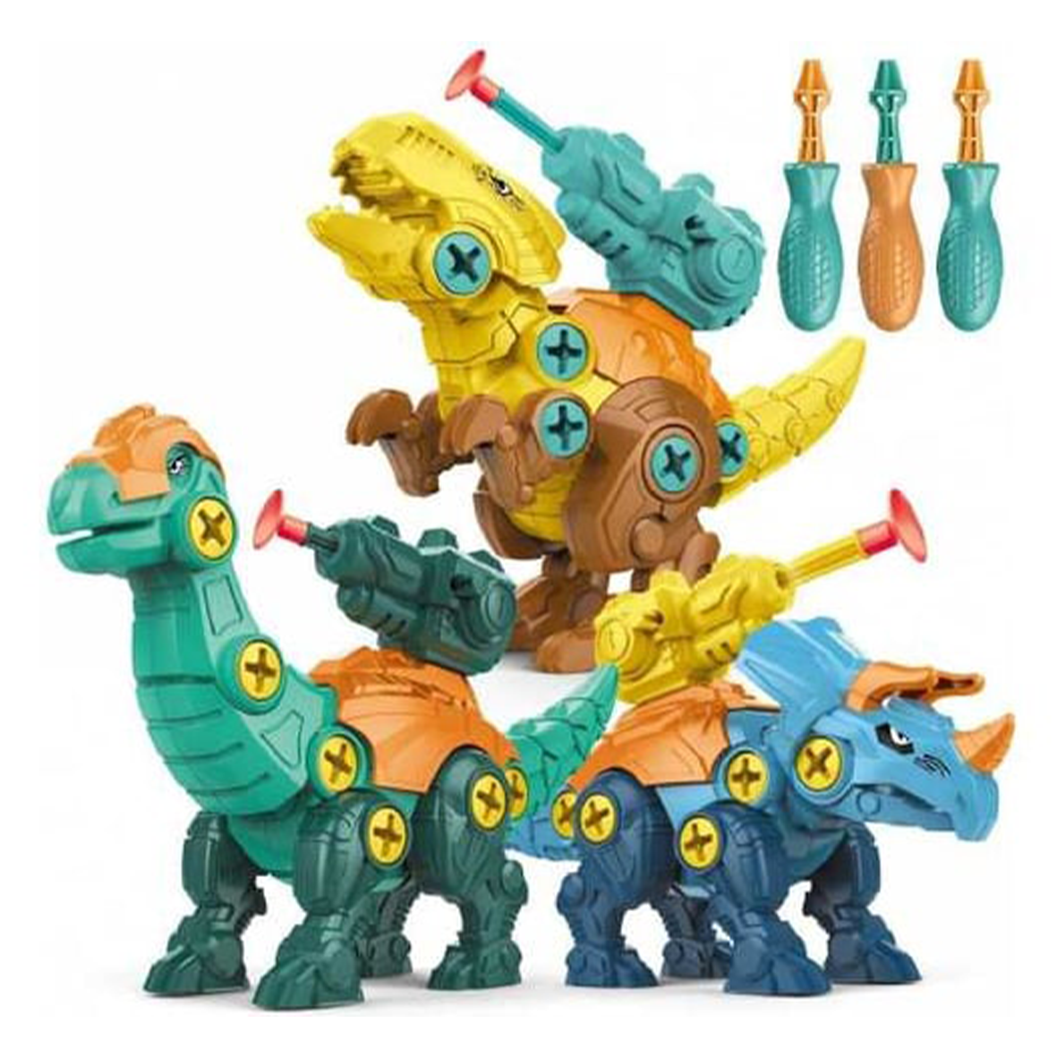Dinosaur Building Set 3 Dinosaurs In A Bucket With Electric Drill & Screwdriver