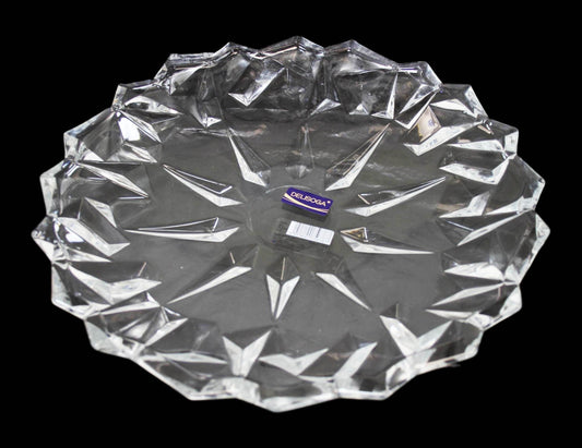 Crystal Cut Serving Glass Aesthetic Durable Party Wedding Serving Gift Glass Tray 33cm DL006