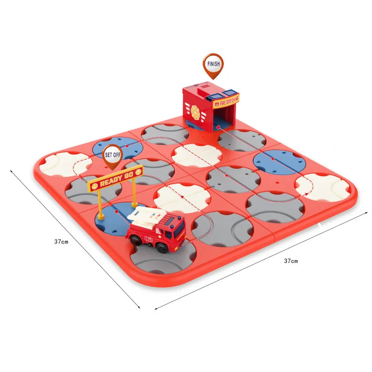 Track Maze Set - Fire Engine - DIY Create Your Own Track- 34 Pieces