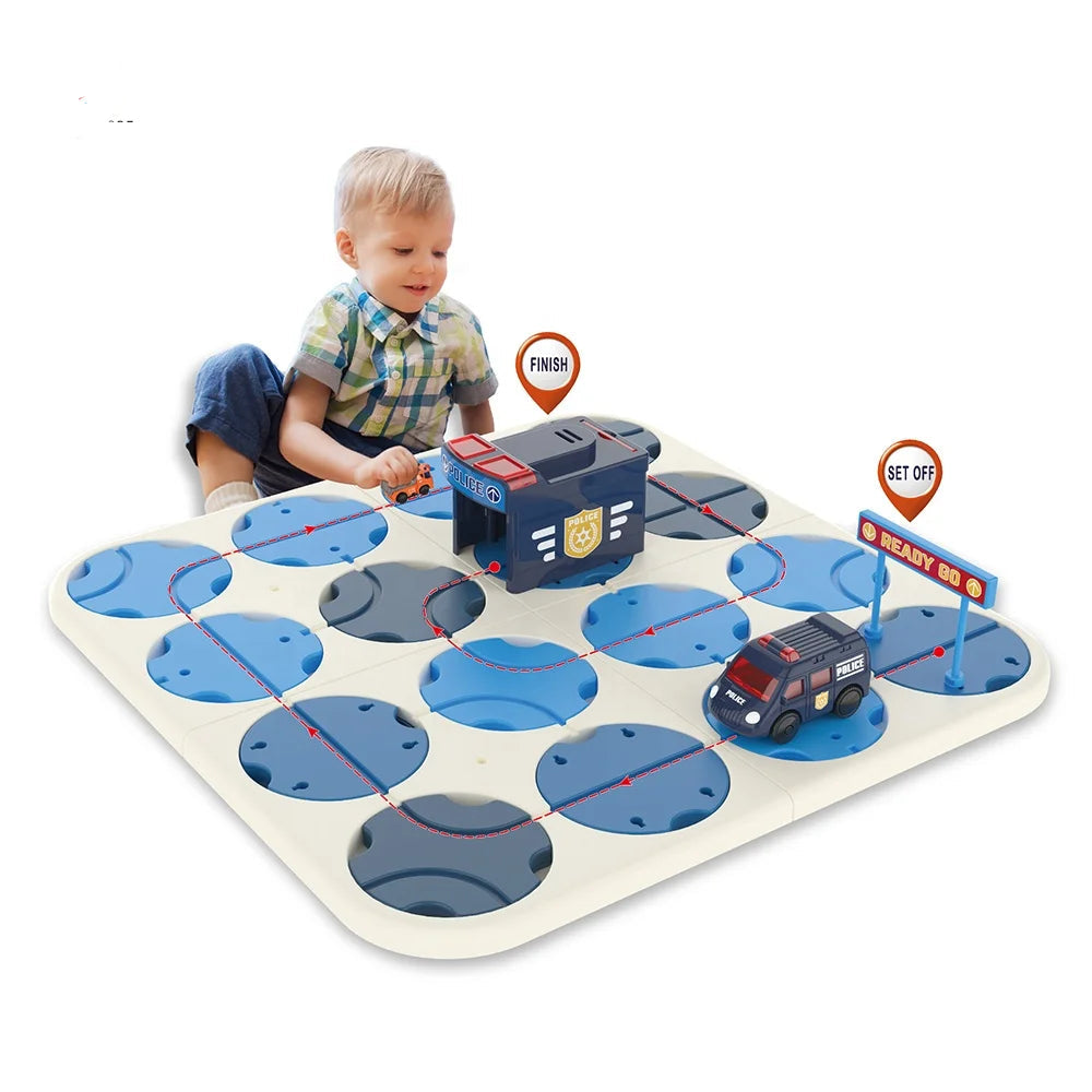 Track Maze Set - Police Car - DIY Create Your Own Track- 34 Pieces