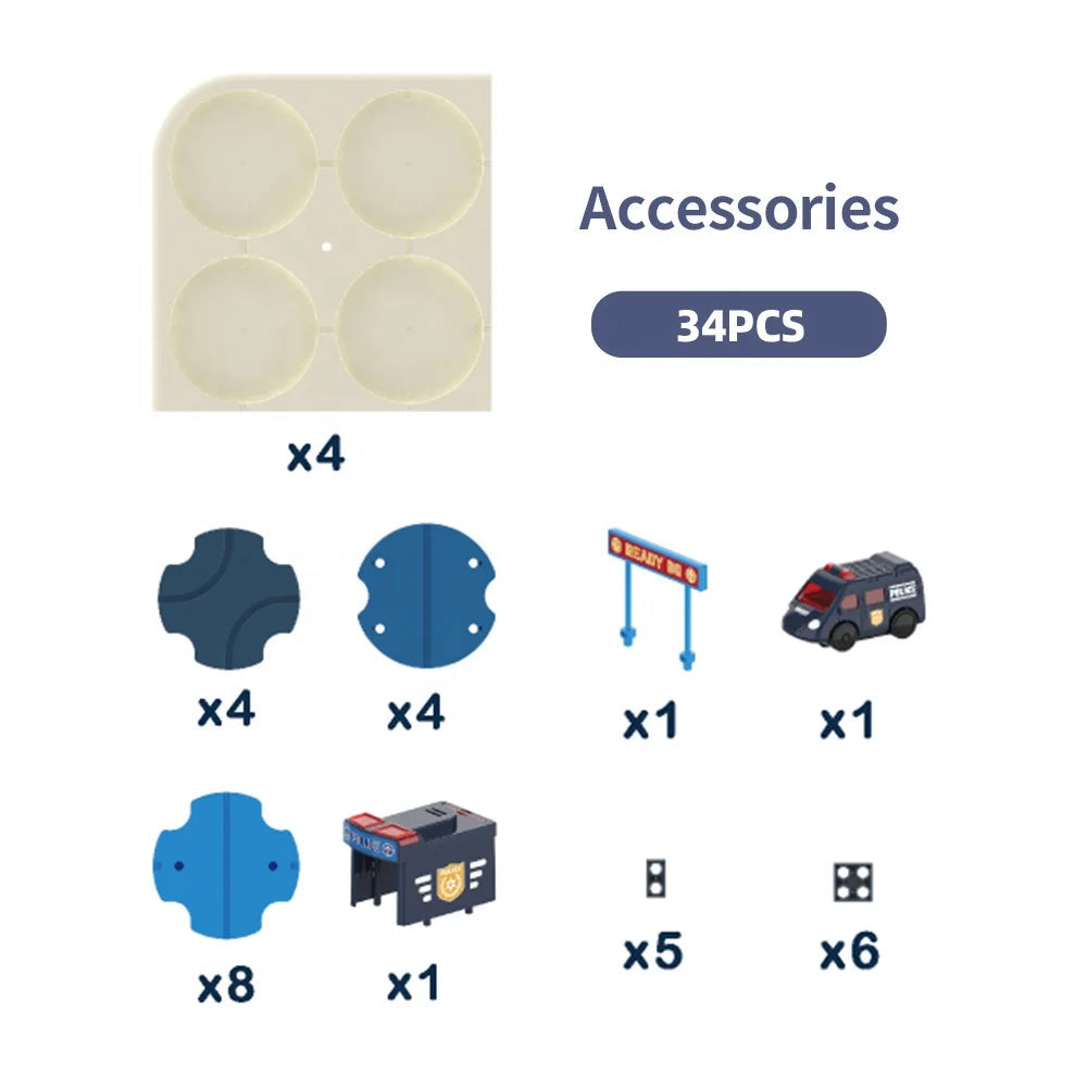 Track Maze Set - Police Car - DIY Create Your Own Track- 34 Pieces
