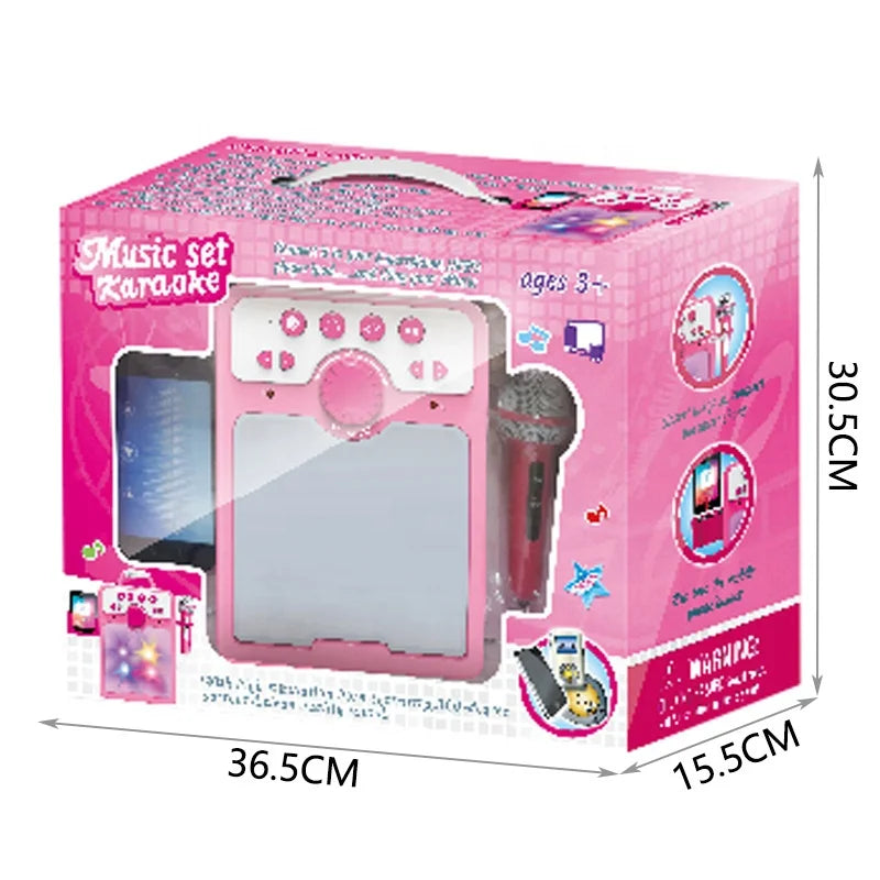 Karaoke Machine Square Boom Box Music Set - Pink