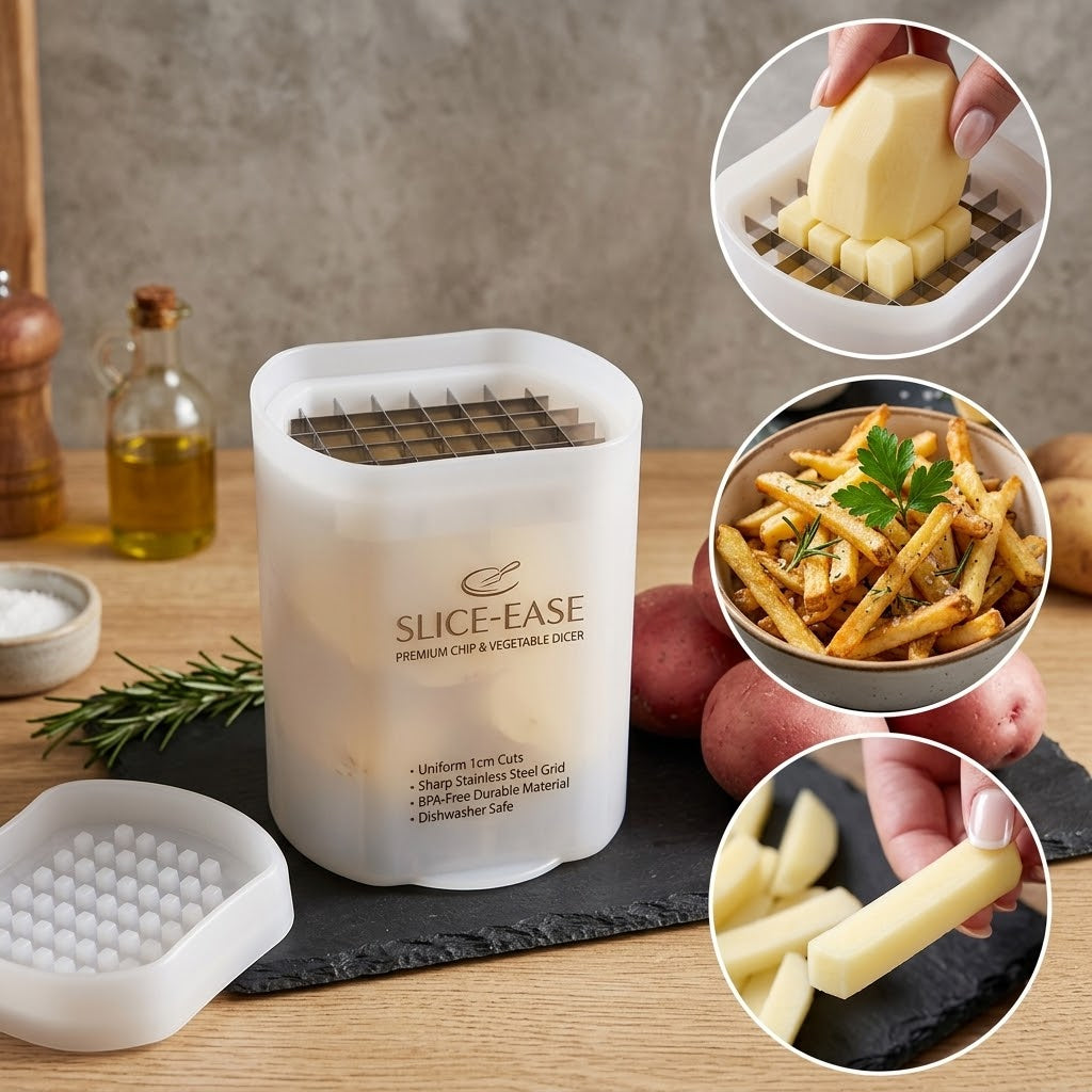 Perfect Fries Potato Chips Cutter Slicer – One – Step Vegetable Fry Cutter With Stainless Steel Blade