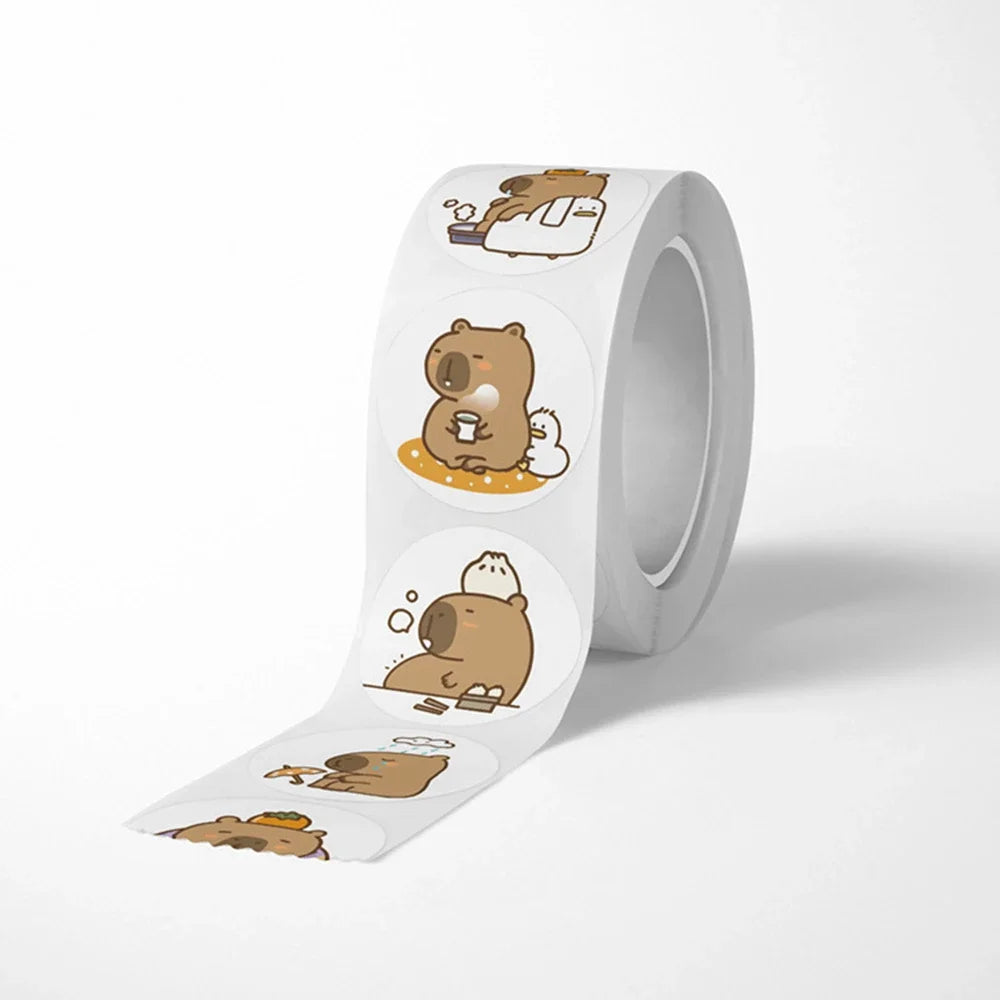 Capybara Sticker Roll of 500 Waterproof Stickers