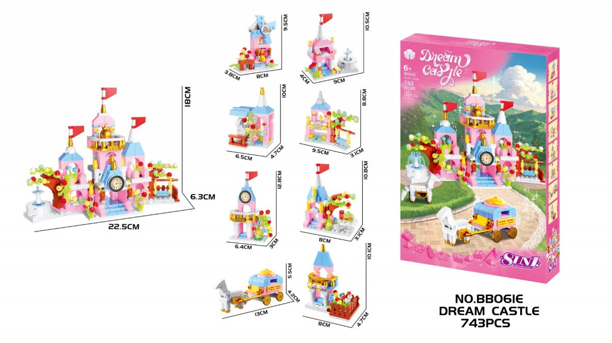 Dream Castle 743Pcs - 8 In 1 Building Block Set For Kids