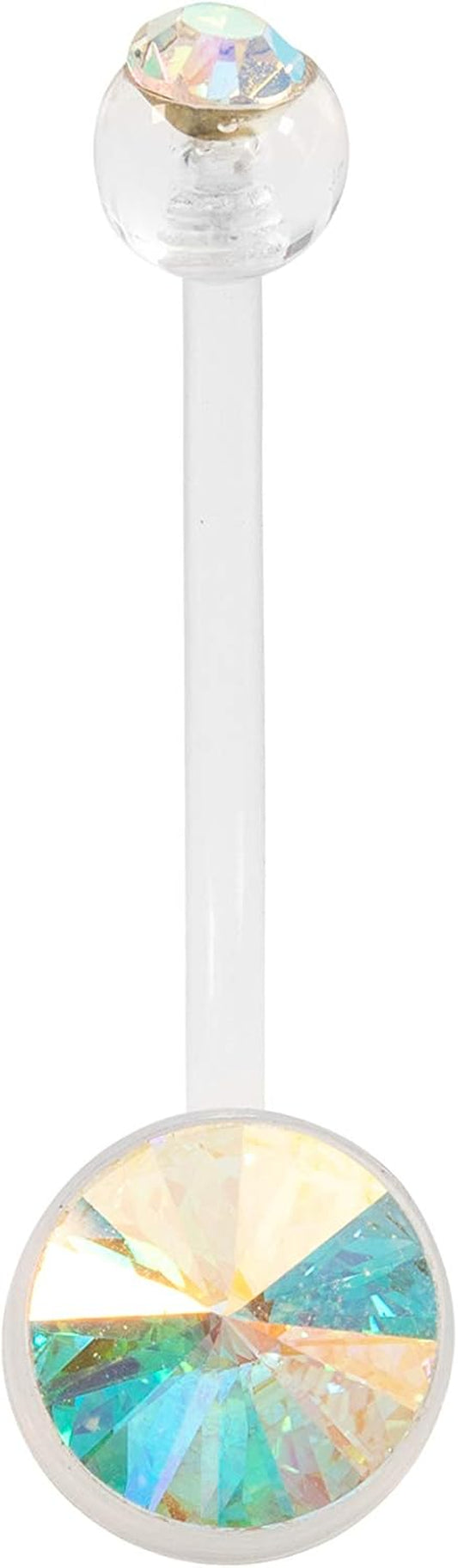 Double Jewel Crystal Pregnancy Maternity Belly Navel Bar Bioflex/Plastic Flexible PFTE Body Piercing Jewellery Bars/Rings