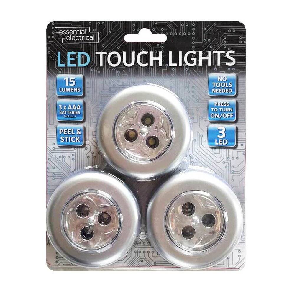 LED Touch Lights 15 Lumens 3Pcs Essential Electrics 2731