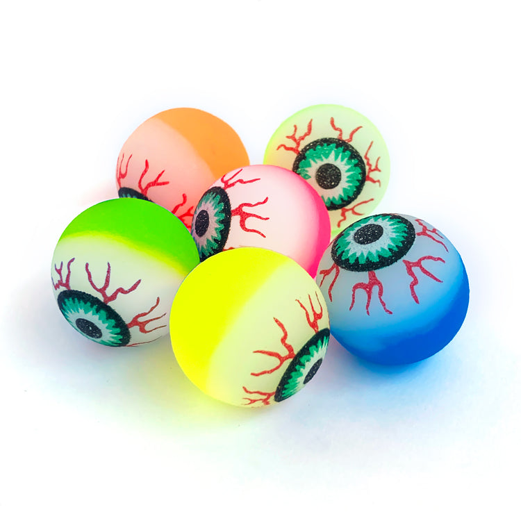 Spooky Neon Eyeball Jet Balls x 6