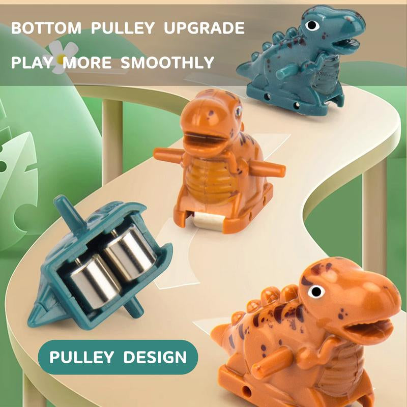 Dinosaur Climbing Stairs Track Slide Toy, Electric Dinosaur Stairs Climbing Slide Toy with 3 Cars, Climbing Track Toy for Kids