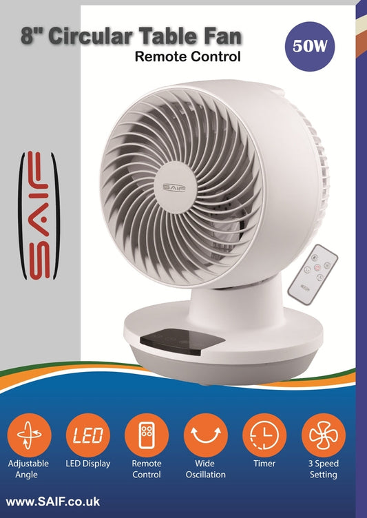 8" Remote Control Circular Table Fan 50 Watt CF2982/F8