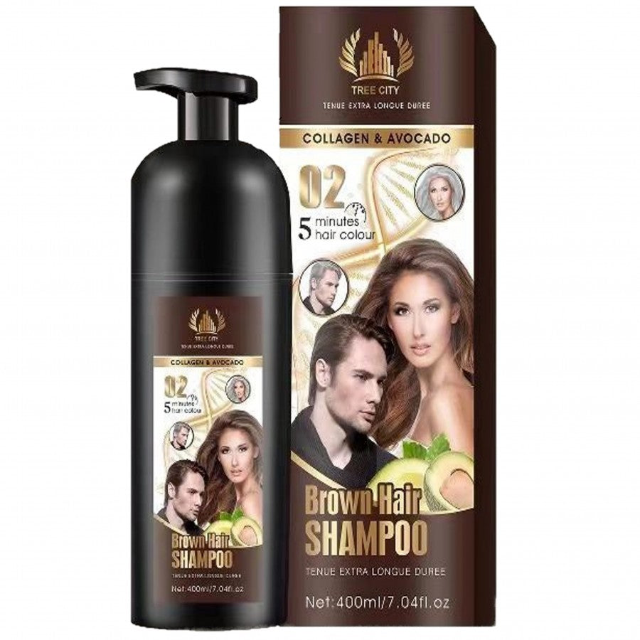 Collagen & Avocado Brown Hair Shampoo | 5-Minute Hair Color & Long-Lasting Shine - 400Ml Tc-2411-B