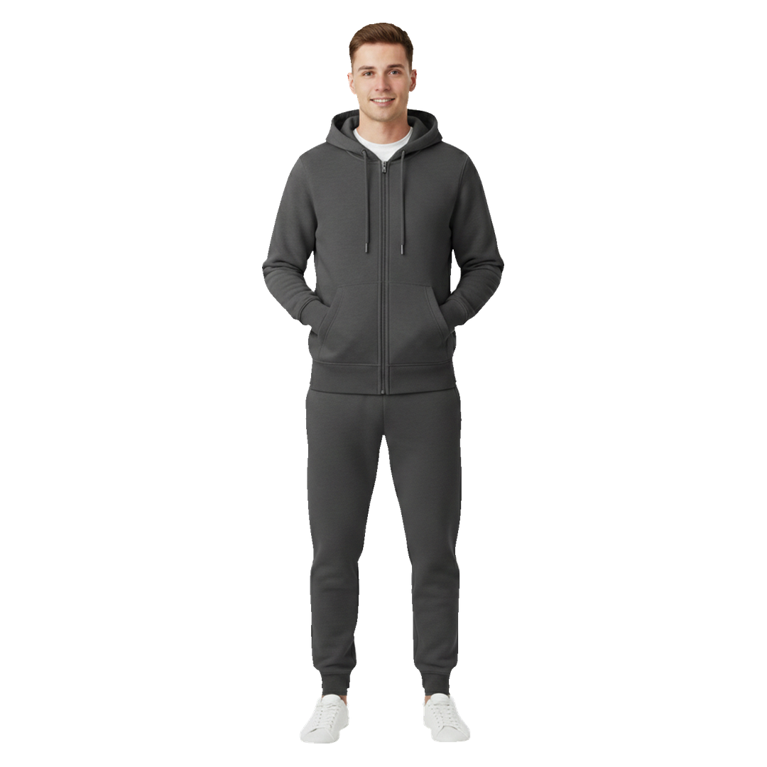 Men's 2 Piece Dark Grey Hoodie Tracksuit Set
