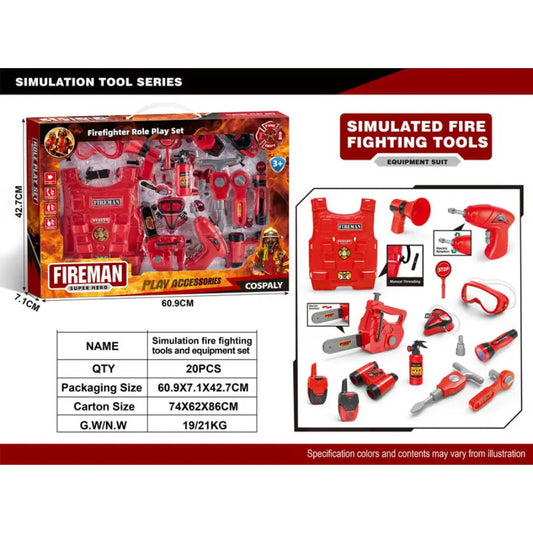 Ultimate Firefighter Fun: 20-Piece Fire Fighting Toys Set with Helmet, Tools, and Accessories for Kids’ Pretend Play Adventures!