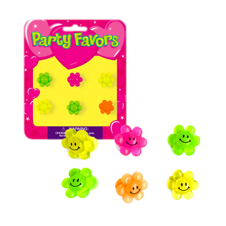 Cute Smiley Flower Rings x 6 ( ONE OFF SPECIAL )
