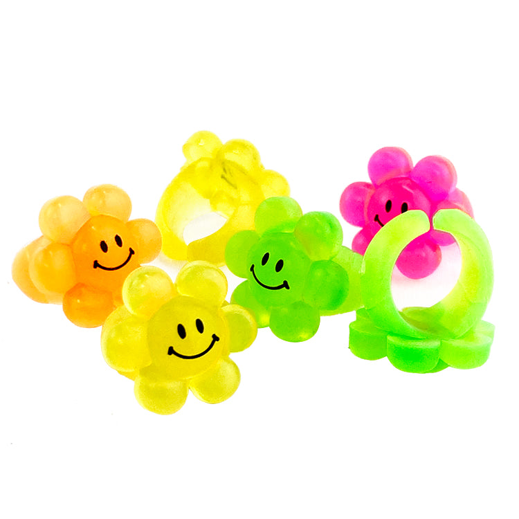 Cute Smiley Flower Rings x 6 ( ONE OFF SPECIAL )