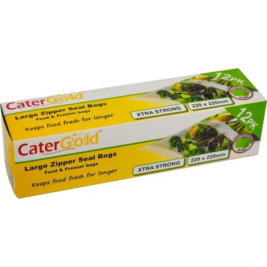 CaterGold Freezer Zipper Seal Bags 220 x 220mm Pack of 12 ST81705