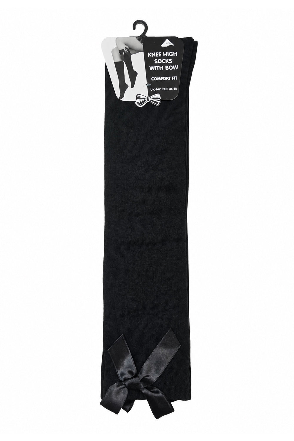 3 Pairs of Girls Knee High Socks with Satin Bow - 4 Colours Available - UK 4-6