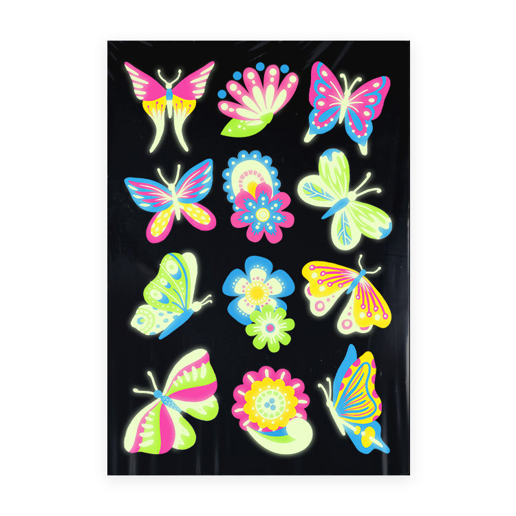 Butterflies Glow in the Dark Tattoo Sheet (12 Tattoos)