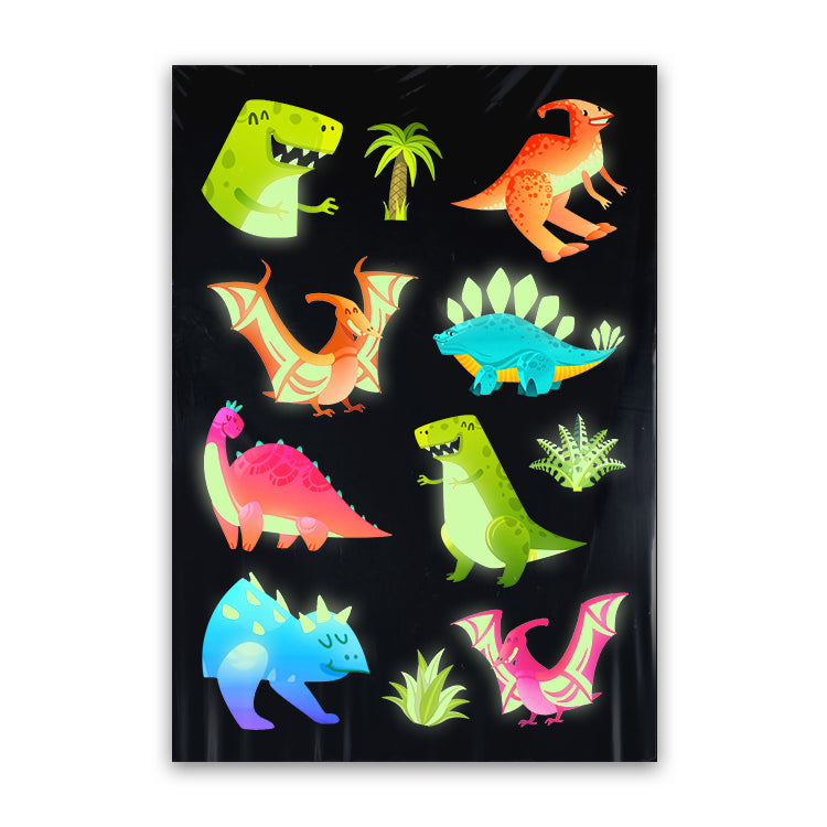 Dinosaur Glow in the Dark Tattoo Sheet (12 Tattoos)