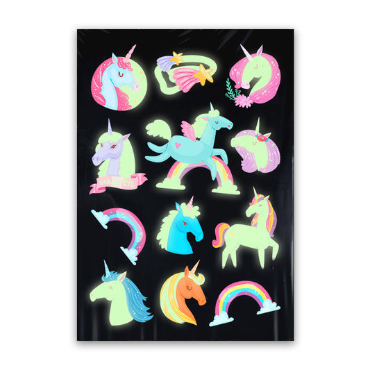 Unicorn Glow in the Dark Tattoo Sheet (12 Tattoos)