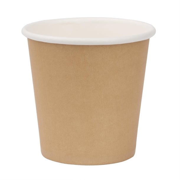 Disposable Plastic Lined Paper Drinking Cups Pack of 50 4oz Brown 0435
