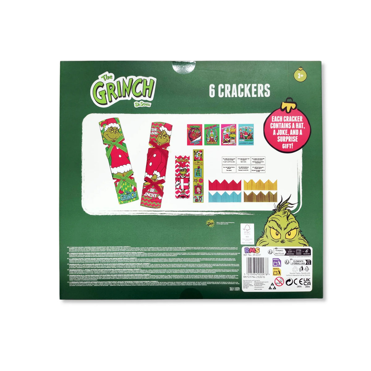 The Grinch Christmas Crackers 12" - 6 Pack