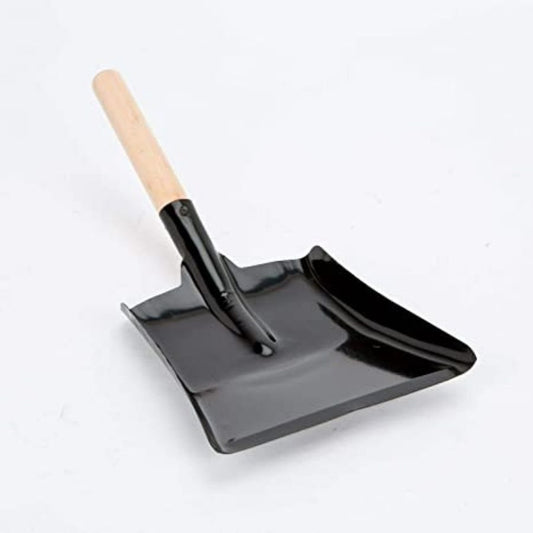 Muddy Hands Large Dustpan 9 Inch With Wooden Handle – Black Metal Steel Fireplace Coal